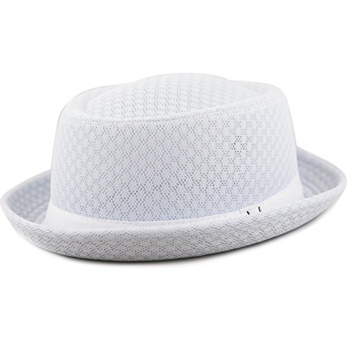 The Hat Depot Light Weight Classic Soft Cool Mesh Porkpie Hat (L/Xl, White) #TOP2