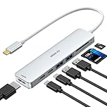 MOKiN USB C Hub HDMI Adapter for MacBook Pro/Air, 7 IN 1 USB C Dongle Mac Adapter with HDMI, Type C Data Port,100W PD,SD/TF and 2 USB3.0 for Dell/Lenovo/Thinkpad(Silver)