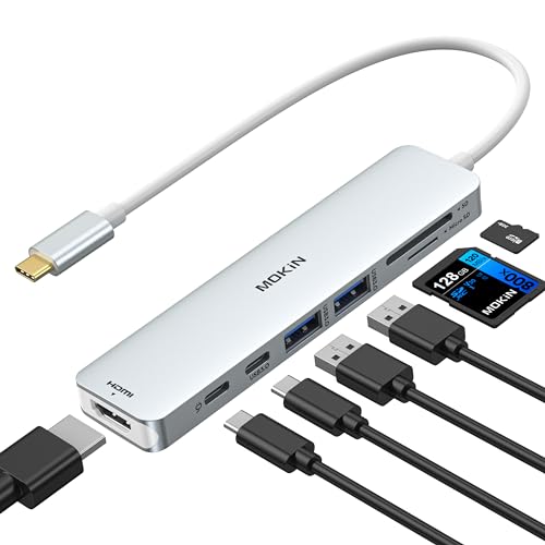 Image of USB C Hub HDMI Adapter for MacBook Pro /Air, MOKiN 7 in 1 USB C Dongle with HDMI