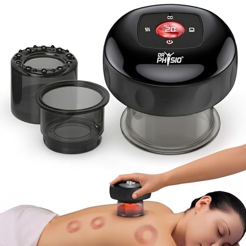 Image of Dr Physio USA 1054 Advanced 5-in-1 Rechargeable Electric Cupping Massager, 12-Level Heat & Suction, Red Light Therapy for Muscle Relaxation, Pain Relief Recovery & Cellulite Support