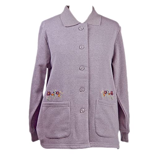 前開き長袖ポロシャツ 裏起毛 カーディガン シニア レディース 婦人服(1.薄色/フリー)