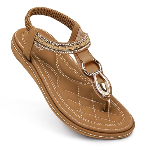 Image of SHIBEVER Flat Sandals for Women Dressy: Comfortable Thong Slip On Sandal