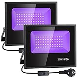 OAICIA Projecteur UV LED 30W 2PCS Lumière Noire IP66 Étanche Lampe LED Ultra Violet Néon Black Light Exterieur UV pour Aquarium, Soirée Peinture Fluo Fête Disco Salon Halloween Fluorescente