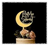 Personalized Crescent Moon Wedding Cake Topper, Custom Celestial Cake Topper for Weddings, Country cake topper, Name and date cake topper