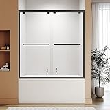 SUNNY SHOWER 58.5-60 in. W x 62 in. H Sliding Door Tub Glass Shower Doors for Bathtub, 1/4 in. Clear