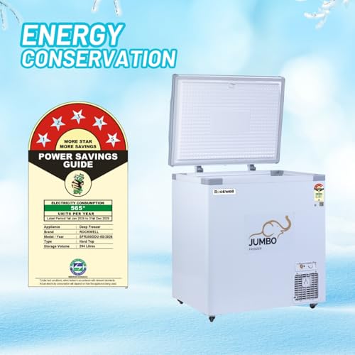 Image of Rockwell 350SDU 5 Star Single Door Convertible Deep Freezer | Fast Cooling, Low Power Consumption, 4 Year Warranty, Energy Efficient, Ideal for Small Families, Space-Saving Design