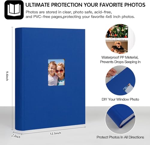 Photo Album 6x4 450 Photos with Writing Space, 6x4 Photo Album Linen Cover with Front Window - Image 3