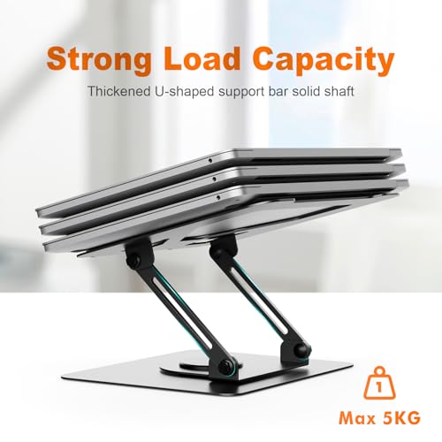 Laptop Ständer Höhenverstellbar, GRIFEMA GB1050 Faltbarer Laptopständer mit 360° Drehbarer Basis, Ergonomisch & Belüftet – Kompatibel mit MacBook Air/Pro, Dell und 11-17 Zoll Notebooks – Schwarz