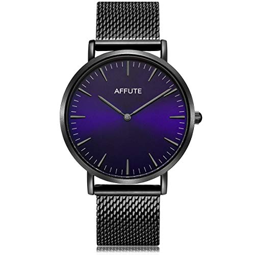 CHEETAH - Reloj analógico de Cuarzo Minimalista para Hombre, Delgado, Malla Negra, Acero Inoxidable, Resistente al Agua 