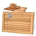 Tagliere per pane Made in EU con griglia per briciole e manici in legno di faggio oliato, 40 x 25 cm, tagliere per pane, baguette e panini, tagliere da portata – oliato e sostenibile immagine