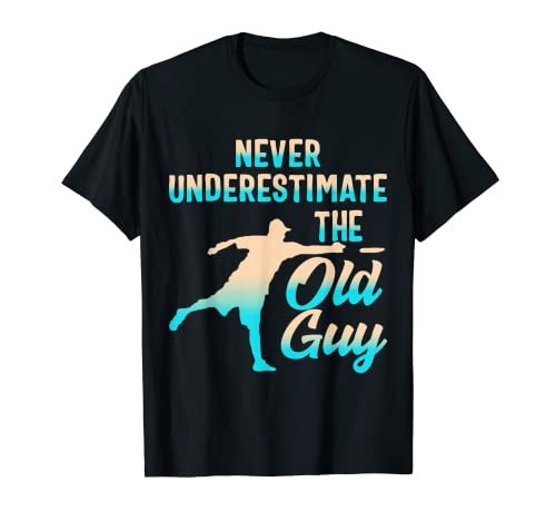 Never Underestimate The Old Guy Disc Golf Frisbee Grandpa T-Shirt