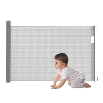 UISEBRT Griglia di protezione per porte arrotolabile, 0-150 cm, per cani e animali domestici, colore: grigio