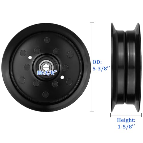 UP2WIN Flat Idler Pulley Bearing Compatible with Craftsman Husq Ariens Sears Poulan Riding Lawn Mower Tractor with 42\" 46\" 48\" 54” Deck, Replace 197379, 196106, 2 Pack