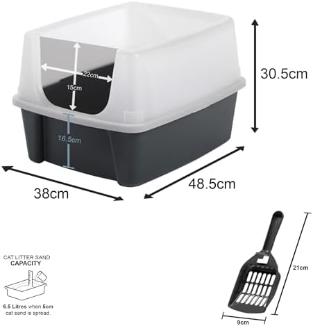 Iris Ohyama, Kedi tuvaleti, kapalı kedi tuvaleti, kürek, G 48,5 x D 38 x Y 30 cm, 2'li set, CLH-12, gri - Görsel 8