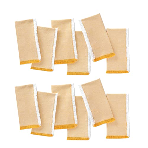 Folkulture Cloth Napkins Set Of 12 Cotton, Dinner Napkins Or Table Napkins For Parties, Decorative Napkins Washable For Guests, Resuable Linen Napkins Or Cocktail Napkins (Golden Yellow) #TOP7