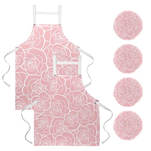 Lot de tabliers de cuisine avec 4 broches et imprimé floral One Size