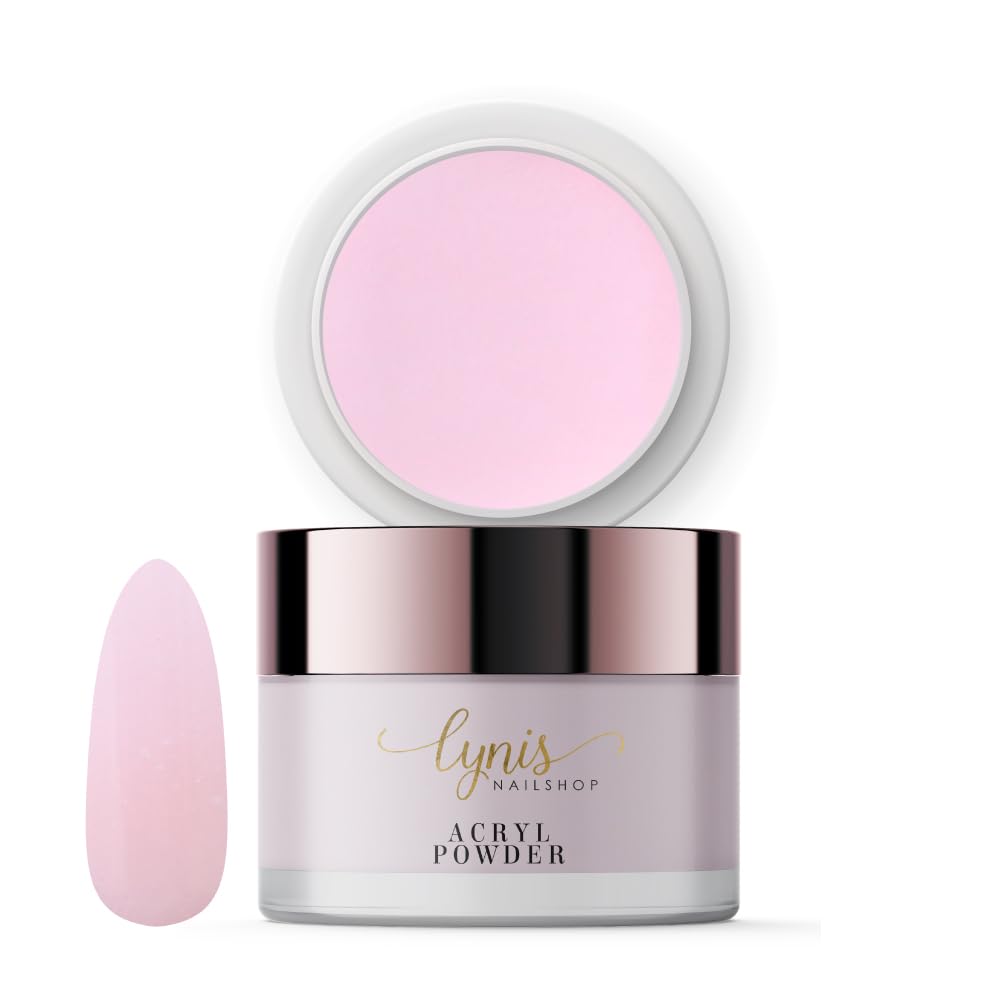 Polvere acrilica per unghie 28 g, copertina rosa, polvere acrilica cremosa per disegni e sovrapposizioni naturali, adesione e lavorazione, marchio tedesco, Lynis-Nailshop.de