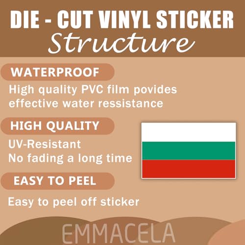 Image of (3PCS) Bulgaria Flag stickers, Countries Flag Stickers - Waterproof Vinyl Decals For Laptops, Tumblers, Water Bottles, Books, Scrapbooks, Size 3 x 1.8