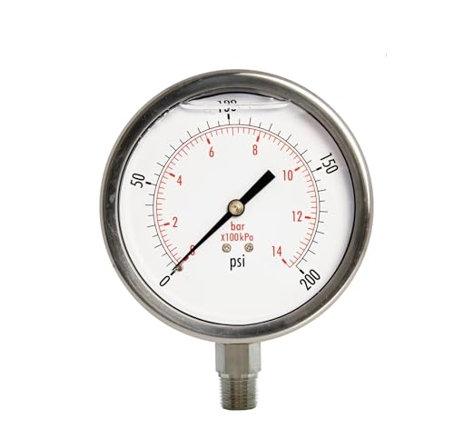 Manomètre de pression d'huile 4" en acier inoxydable robuste pour système hydraulique
