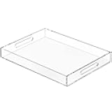 NIUBEE Clear Serving Tray 12x16 Inches -Spill Proof- Acrylic Decorative Tray Organiser for Ottoman Coffee Table Countertop with Handles