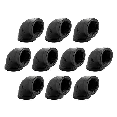 3/4" Black Pipe Fitting Elbow - Home Expert 20 Pack Industrial Pipe Fittings Iron Pipe Elbow for Steampunk Vintage Shelf Bracket DIY Plumbing