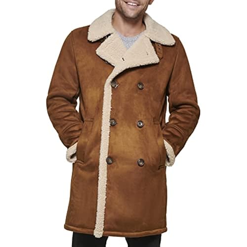 Dockers Men's Faux Shearling Midlength Overcoat Coat
