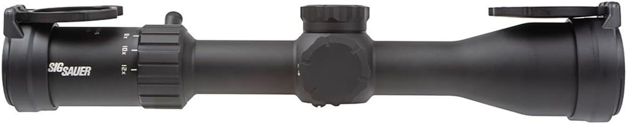 SIG SAUER WHISKEY4 3-12X44mm 30mm Tube SFP Durable Lightweight Precise Waterproof Black Hunting Riflescope, Flip-Back Caps & Throw Lever Included