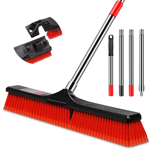 Myiosus Balai Exterieur, Grand Balai Exterieur Terrasse avec 140cm Réglable Longue Manche, Balais Extérieur de Jardin Industriel pour Nettoyer Routes, Patio,...