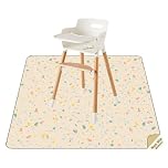 Splat Mat for Under High Chair/Arts/Crafts by CLCROBD, 51" Baby Anti-Slip Food Splash and Spill Mat for Eating Mess, Waterproof Floor Protector and Table Cloth (Beige)