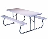 Lifetime 80215 Folding Picnic Table, 6 Feet, White Granite