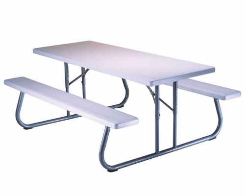 LIFETIME 80215 Folding Picnic Table, 6 Feet, White Granite