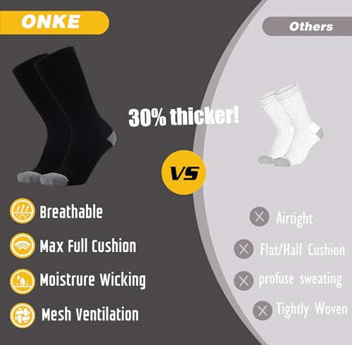 image for ONKE Max Full Cushion Crew Socks for Men Heavy Duty Work Boot Steel To