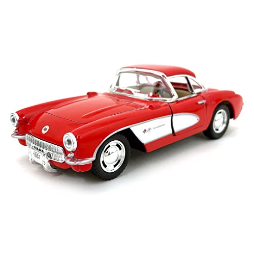 Set Of 4: 5" 1957 Chevy Corvette 1:34 Scale (Black/Blue/Red/White) By Kinsmart #TOP2