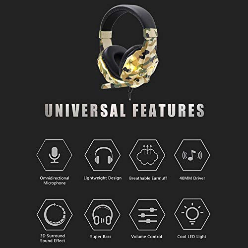 Andoer SY830MV Gaming Headset 3,5 mm com fio sobre a orelha Fone de ouvido com cancelamento de ruído