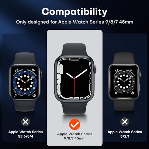 TAURI 2 Pack Waterproof Case for Apple Watch Series 9/8/7 45mm, with PC Tempered Glass Screen Protector, [IP67 Waterproof Certified] [Overall Protection] Slim Cover for iWatch S9/S8/S7 45mm, Black - image 7