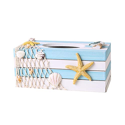 DC CLOUD Tücherbox Kreative Taschentuchbox Taschentuchspender Holz Dekorative Taschentuchbox Mediterrane Stil Leicht Zu Bedienen Für Zimmer Küche Auto Star Cover