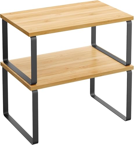EKROTOK Prateleira Organizadora de Armário 29.7CM, Conjunto de 2 Prateleiras de Balcão de Cozinha, Armazenamento de Cozinha, Prateleira de Temperos, Empilhável
