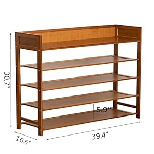 Bambooshoerackorganizer5tiershoeshelfstorageorganizerforentrywayhallwayandclosetbrown39 Urban Country Home Decor Bamboo shoe rack organizer 5 tier shoe shelf storage organizer for entryway hallway and closet brown 39 urban country home decor