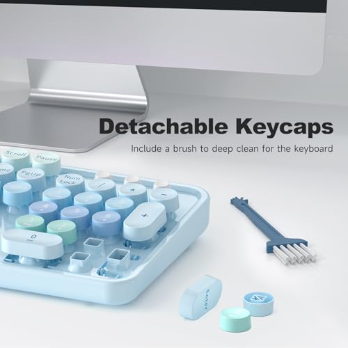 Atelus Large Print Keyboard, USB Wired Computer Keyboard with Retro Keycaps, Numeric Keypad and Media Hotkey for Office Desktop PC Laptop and Windows 7 8 10 11 (Blue Colorful) by Atelus - Image 6