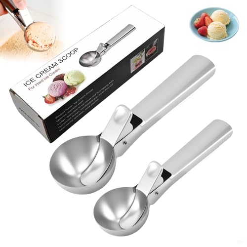 Cuchara de helado de acero inoxidable, cuchara para helado, cuchara de helado gourmet, cuchara de helado para bolas de helado, cuchara de bolas de hielo para helado, melón, albóndigas y pasteles (M+L)