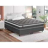 Conjunto Cama Box Espuma Miami Cinza King 193x203x62