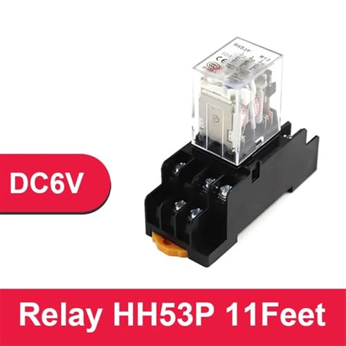 Relais intermédiaire électromagnétique HH52P DC6V avec indicateur LED et base de montage - 6