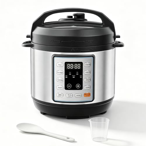 Image of Simple Deluxe 10-In-1 Electric Pressure Cooker, 3QT Instant Multi Cooker, Olla de Presion Nonstick Pot 3 Quarts for Slow Cook, Rice Cook, Steam, Saute, Canning, Yogurt Maker, Warm, Silver