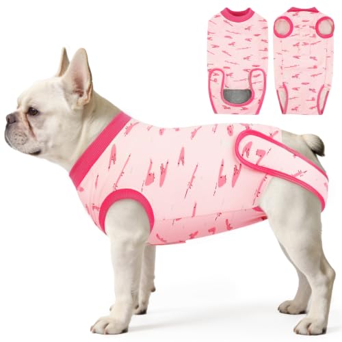 Image of IDOMIK Dog Recovery Suit for Neuter Spay,Anti-Licking Dog Surgical Bodysuit | Soft Dog Recovery Onesie Protects Abdominal Wounds, Easy to Wear, Easy Potty Breaks, E-Collar Cone Alternative,Pink,M