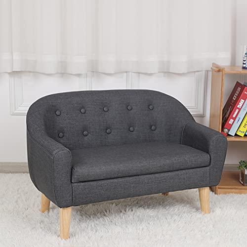 Getifun Kids Sofa Chair, Toddler Sofa Couch, Pvc 2-Seat Upholstered Children Sofa Chair With Wooden Legs, Perfect For Children Gift(30-Inch) (Gray) #TOP4