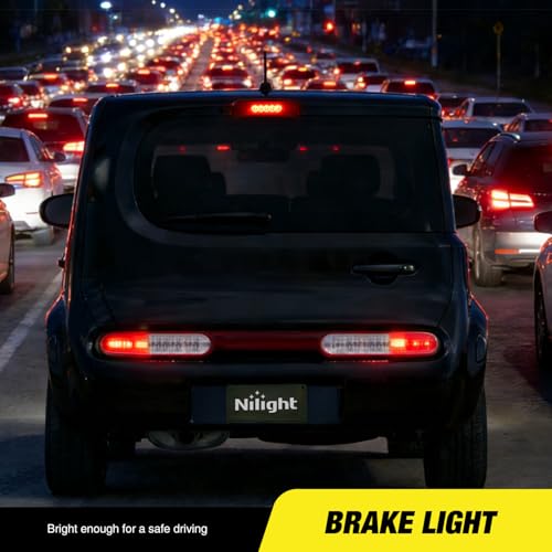 Image of Nilight Third Brake Light Tail High Mount 3rd Stop Lights Smoked Lens Compatible with Nissan Cube 2009 2010 2011 2012 2013 2014 Van SUV Rear Center Cab Lamp