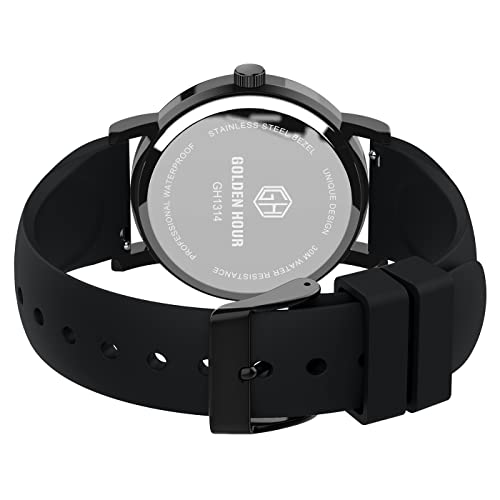Golden Hour Waterproof Nurse Watch For Medical Professionals, Students Women Men - Military Time Luminouse Easy Read Dial, 24 Hour With Second Hand, Colorful Silicone Band In All Black #TOP3