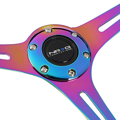 Nrg Innovations St-015Mc-Bsb"Galaxy" Classic Wood Grain Wheel (350Mm 3 Neochrome Spokes - Black Sparkled Color) #TOP1