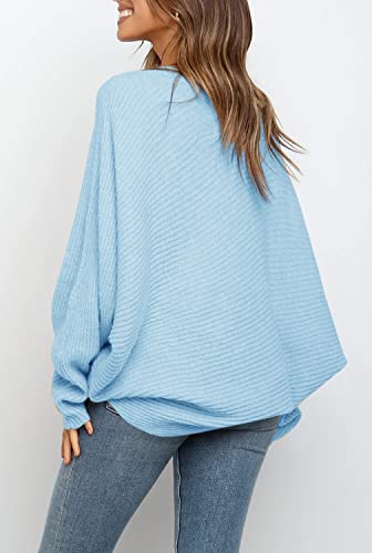 Image of Mafulus Womens Oversized Sweater Fall Winter Slouchy Pullover Jumper Tops | Crewneck,Batwing Sweaters Puff Long Sleeve,Cable,Ladies,Chunky,Knit,Tunic,Warm,Soft Sweaters