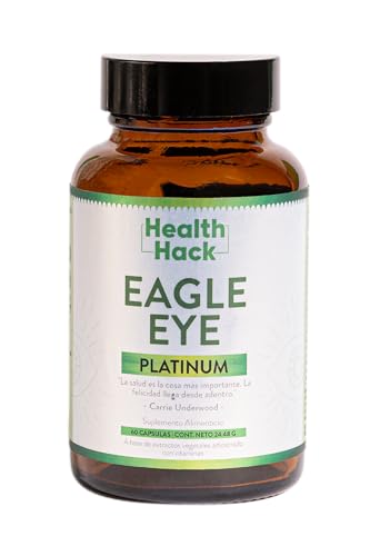 Health Hack Eagle Eye Platinum | Apoya la Visión y Salud Ocular | Polvo de Zanahoria y Extracto de Arándano | Formulado con Zinc, Vitamina E, Vitamina C,...